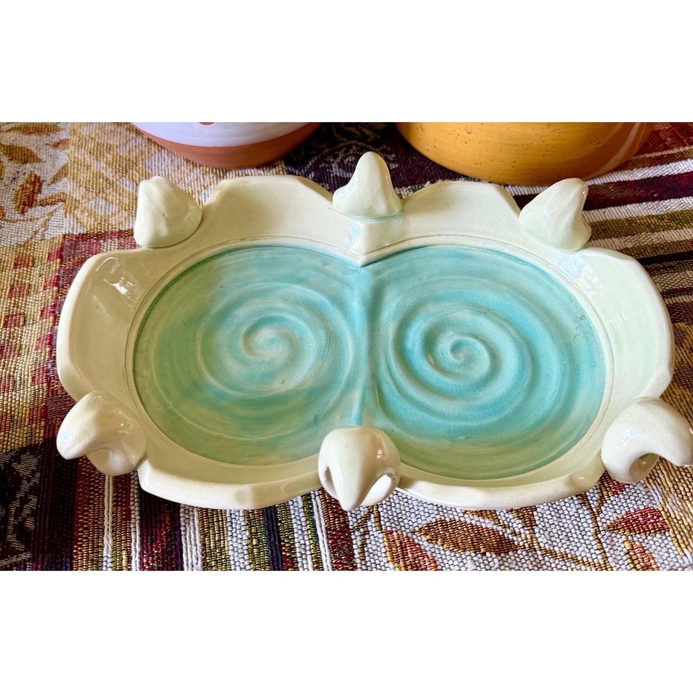 Mindy Chaffin Studio Art Pottery Double Well  Handcrafted Ceramic Vanity Tray